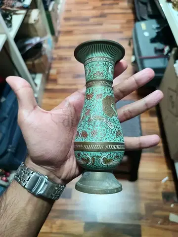 Antique vase with floral design  -18cm height