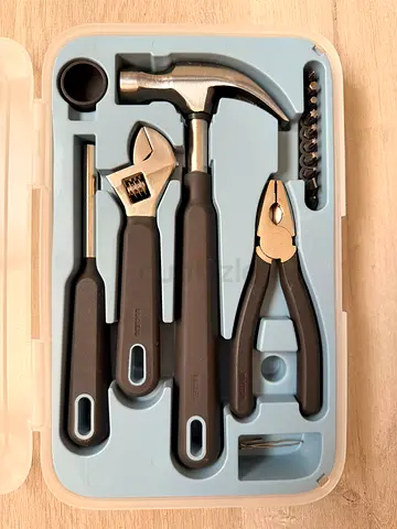Compact Home DIY Tool Kit with Hammer, Drill Bits, Screws & Case