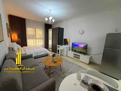 🏡 The most luxurious and elegant studio apartment for monthly rent in Al Yasmin Towers, opposite City Centre Ajman – Al Jurf 2✨ 🔹 Spacious studio wi
