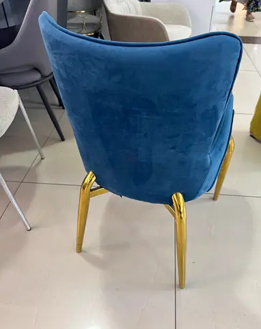 Blue Velvet Dining Chair with Gold Legs