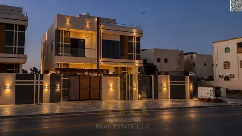 Villa in Al Rawda 2, two floors, roof, and external annex. Freehold. Price includes central air con