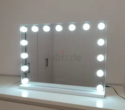 LED Hollywood Vanity Mirror with Bulbs - 3 light mode white yellow warm Large Tabletop Makeup Mirror