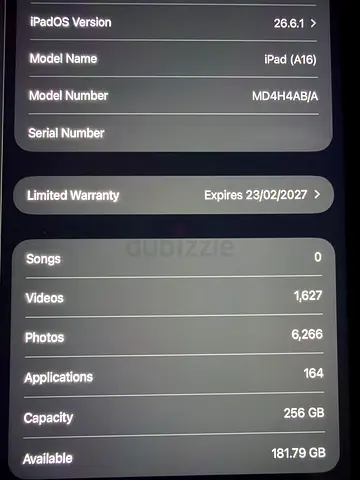 Apple iPad (A16) 256GB — Good condition, warranty until Feb 2027