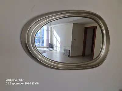 The One Silver oval wall mirror - modern decorative mirror (good condition) 134cm x 84 cm