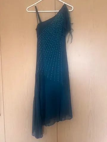 My Michelle turquoise evening dress with beaded bodice, size S