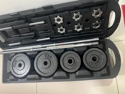 Adjustable Dumbbell Set with Bars and Plates in Carry Case (Cast Iron)