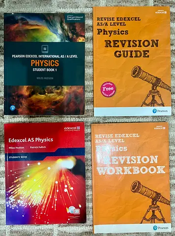 Set of 4 Edexcel A/AS Level Physics Books (Student, Revision Guide & Workbooks)