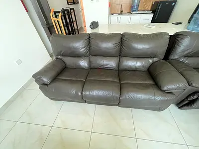 Comfortable leather reclining armchair - dark grey