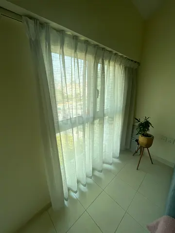 White Sheer Curtains - Set of Window Drapes in Good Condition