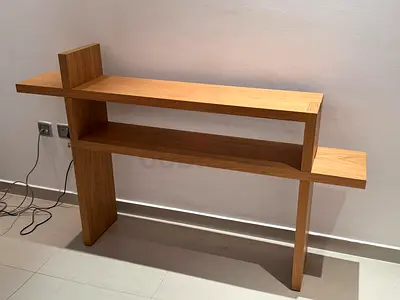 Crate and barrel Minimalist Oak Console Table / Entryway Shelf - Slim Design