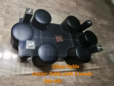 Glass Table  with 6 stools