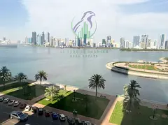 3-bedroom apartment in Al Majaz 3 with sea view, spacious layout, two living rooms, storage, maid’