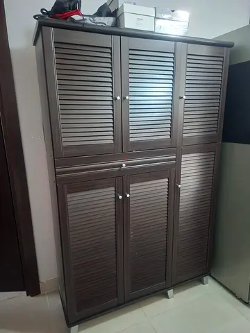 Large brown shoe cabinet