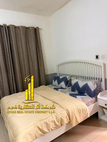 Luxury apartment, second occupancy, one bedroom and living room with an open view. Ajman City Tower. Fully furnished for monthly rent.