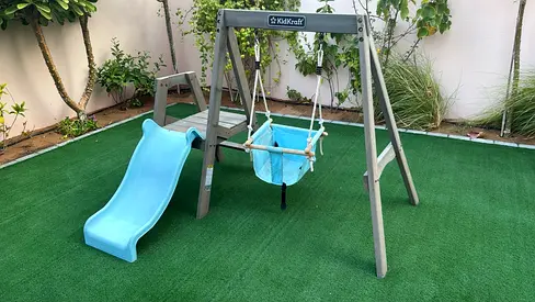 Wooden Swing Set with Slide