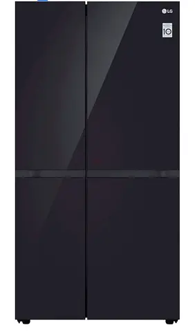 Lg Side-by-Side Refrigerator, 650L Capacity, Multi Air Flow System, Fresh Zone Storage, Black Glass