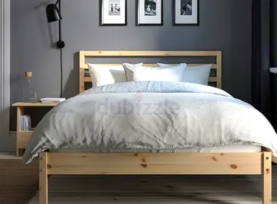 Ikea Solid Pine Wooden Bed Frame with Headboard - 120 cm(Good Condition)