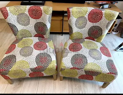 Pair of patterned accent chairs — good condition for free if you collect today