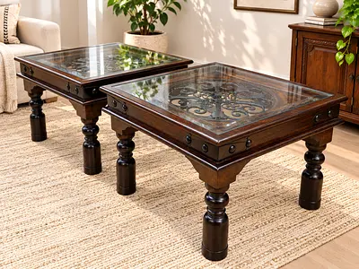 Marina Home Solid Wood Antique Side Tables