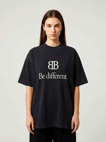 Black oversized 'Be different.' graphic Balenciaga T-shirt - Unisex casual tee