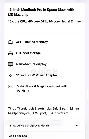 16-inch MacBook Pro (M5 Max) - 128GB RAM, 8TB SSD, Space Black