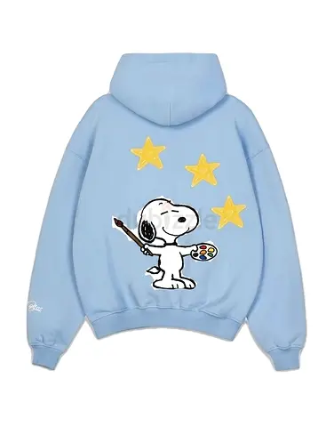 Light Blue Snoopy Graphic Hoodie - Unisex Casual Sweatshirt