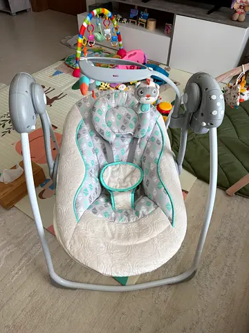 Portable Electric Baby Swing with Music and Removable Toy Bar (0-12 months)