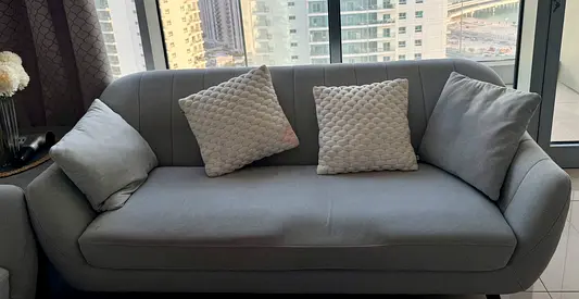 Light grey 6-seater sofa with cushions - good condition