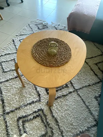 Light wood round coffee side table with modern tripod legs