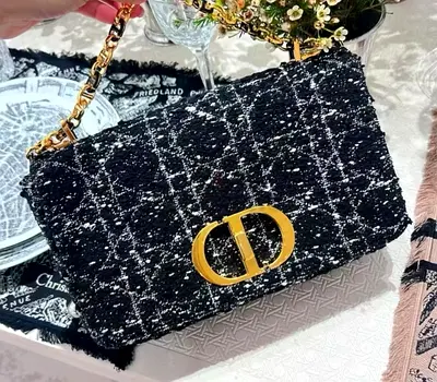 Christian Dior Medium Tweed Caro Bag