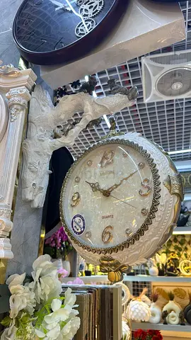 Ornate Round Wall Clock with Decorative Carved Frame - White/Gold