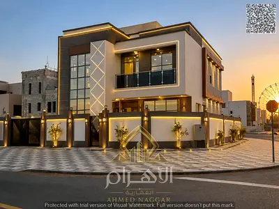 مقابل مسجد علي الشارع الرئيسي جاهزة علي المفتاح| تملك فيلا زاوية فاخرة 3600 قدم بالياسمين عجمان | 5 غرف ماسترG+2 | بسعر شامل جميع الرسوم.