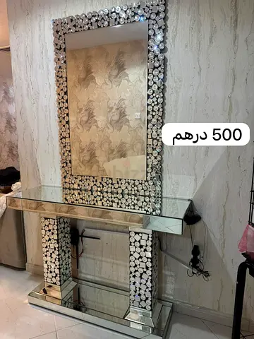 Modern Mirrored Console Table with Matching Wall Mirror