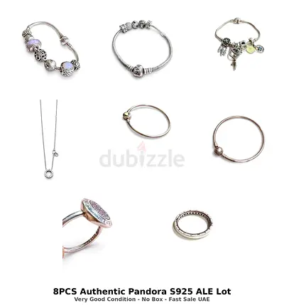 Title: Authentic Pandora Jewelry Lot 8pcs - S925 ALE Stamped - Very Good Condition