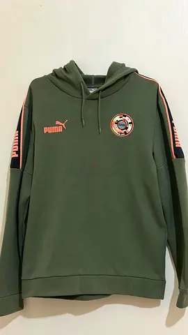Puma Men Olive Green Printed Football Hooded Sweatshirt