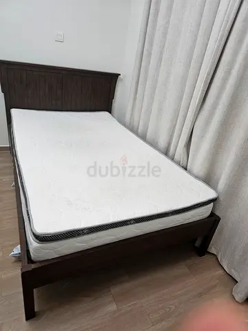 Wooden Bed Frame with Mattress