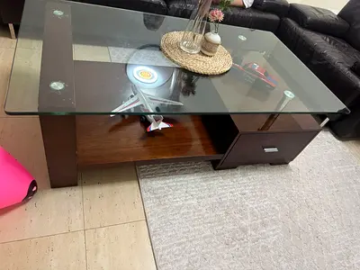 Glass Top Wooden Coffee Table - Good Condition