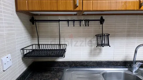 Wall-mounted kitchen dish rack and utensil holder - black metal