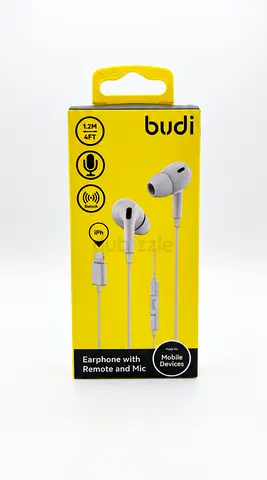 Earphone Budi Wired Earphones with Remote & Mic (Lightning) - Brand New