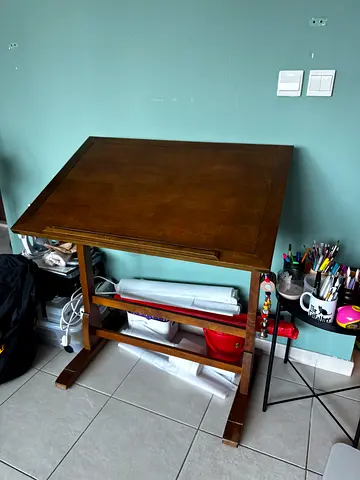 Solid Oak Adjustable Drafting / Drawing Table