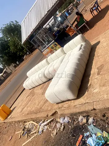Large Curved Modular Sofa - Off-White Bouclé