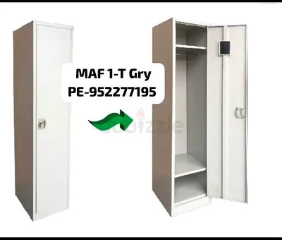 Single Door Metal Locker / Wardrobe - Grey, Good Condition