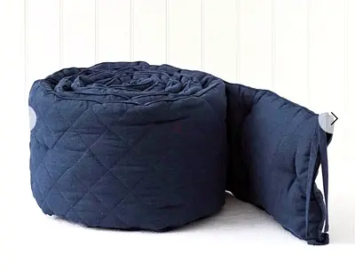 Navy Quilted Crib Bumper - Soft Padded Baby Cot Protector from Pottery Barn Kids