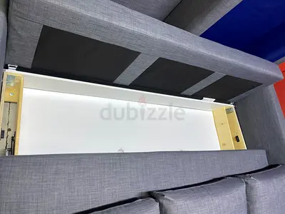 Grey Fabric Sofa Bed with Built-in Storage