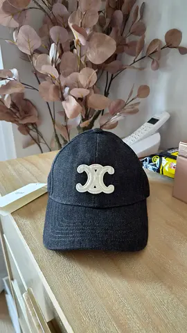 Celine Denim Triomphe Baseball Cap in Dark Grey