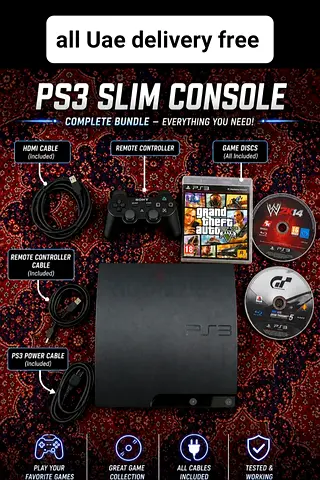 PS3 Slim Console Bundle with Controllers, Cables and Games - Ready to Play