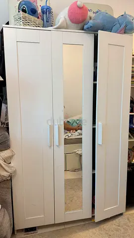 IKEA White 3-Door Wardrobe with Mirror — Good Condition