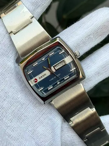 Rado NCC 101 Automatic Men's Watch, Blue Dial Day Date, Square TV Shape