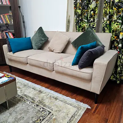 Beige 3-Seater Sofa with Cushions  from HomeCentteGood Condition,