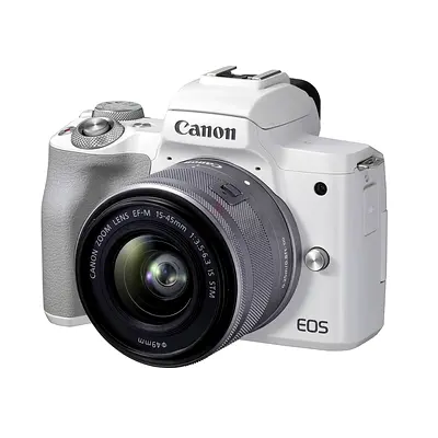 Canon EOS M50 mirrorless camera with 15-45mm kit lens (white)